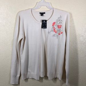 Esperanza Sweater/Cardigan Ivory/ Cream Embroidered NWT L